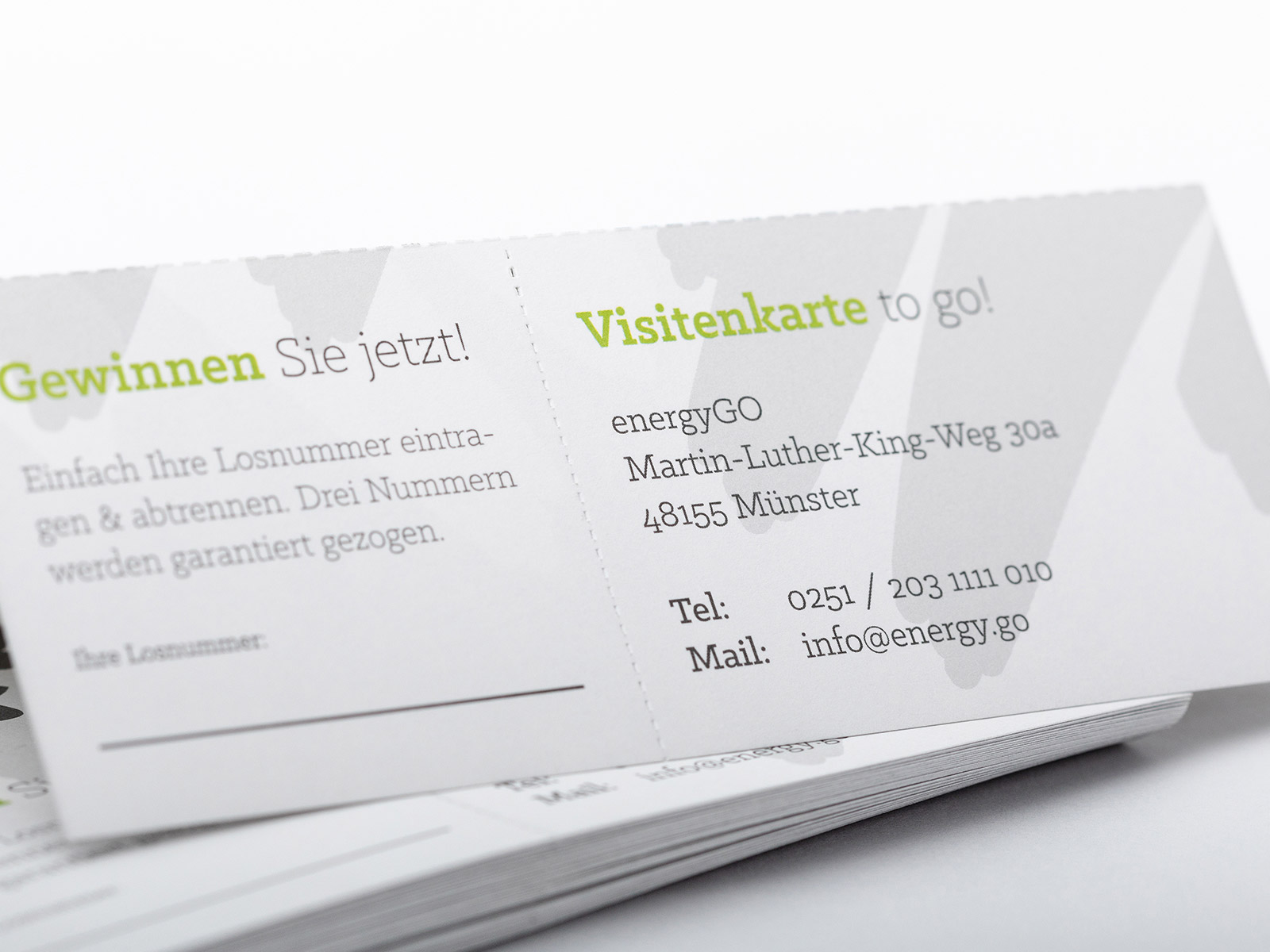 Vorderseite Produktbeispiel Perforation Flyer