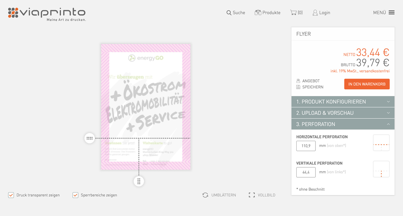 Exklusiver Perforationseditor Detailansicht