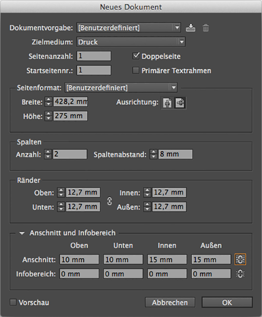 Seitenformat in InDesign