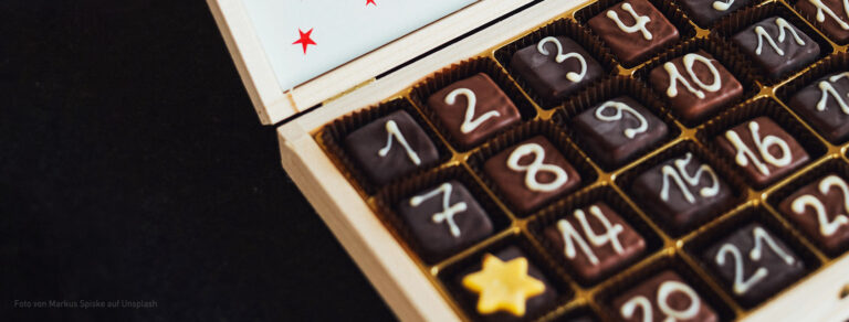 Adventskalender aus Schokoladenpralinen