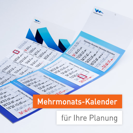 Mehrmonatskalender im Anschnitt mit Text