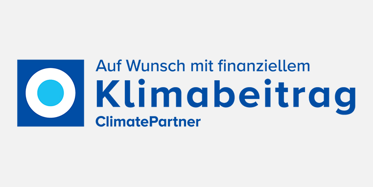 ClimatePartner-Logo auf Wunsch mit Klimabeitrag