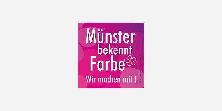 Diese Grafik zeigt das Logo von Münster bekennt Farbe – Wir machen mit!