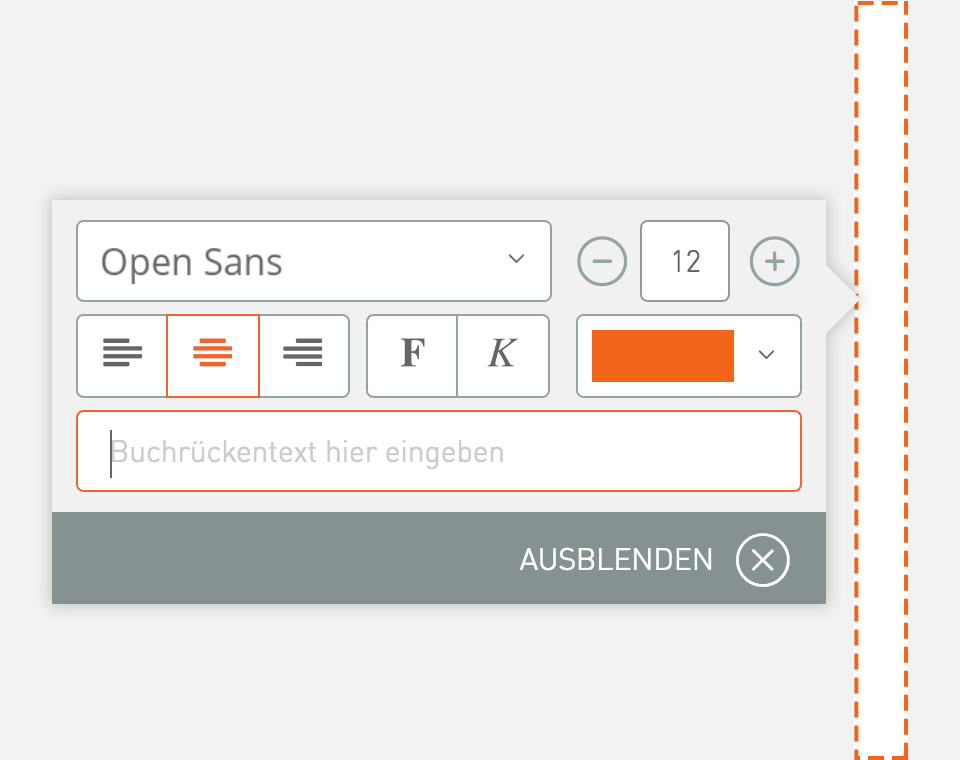 Fallback-Screen für Animation des Buchrückeneditors