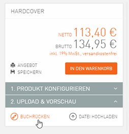 Anwendung des Editors bei Hard- und Softcover