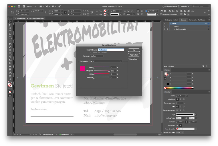 Anlegen einer Sonderfarbe im Programm Indesign