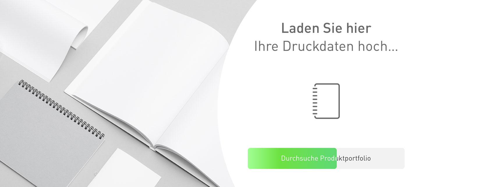 Animation mit dem Titel Das sind unsere Kundenlieblinge, die abwechselnd einen eingerollten Flyer, ein Mailing mit Umschlag und eine Broschüre zeigt