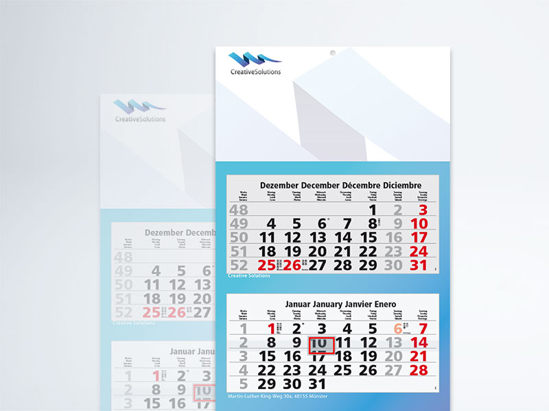 5-Monats-Kalender in der Mehrblock-Variante