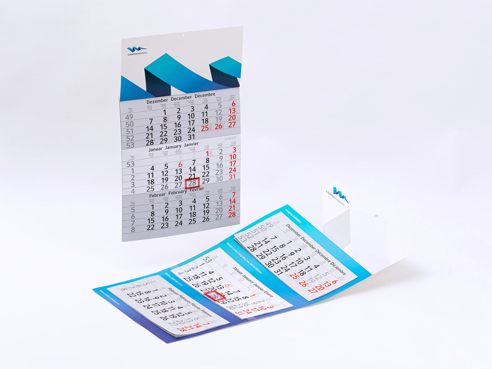 3-Monats-Kalender | als Einblock auf Recyclingpapier