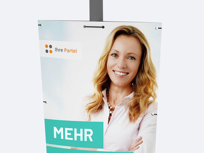 Die Abbildung zeigt sechs aufgefächerte Hohlkammerplakate mit zwei verschiedenen Materialien.