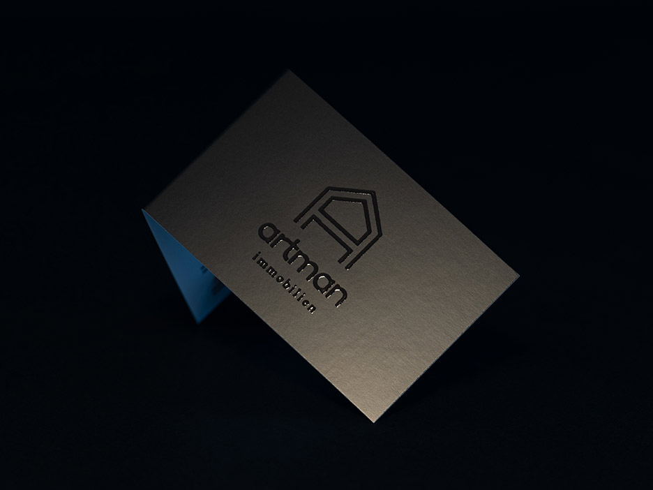 Klapp-Visitenkarte mit Relieflack