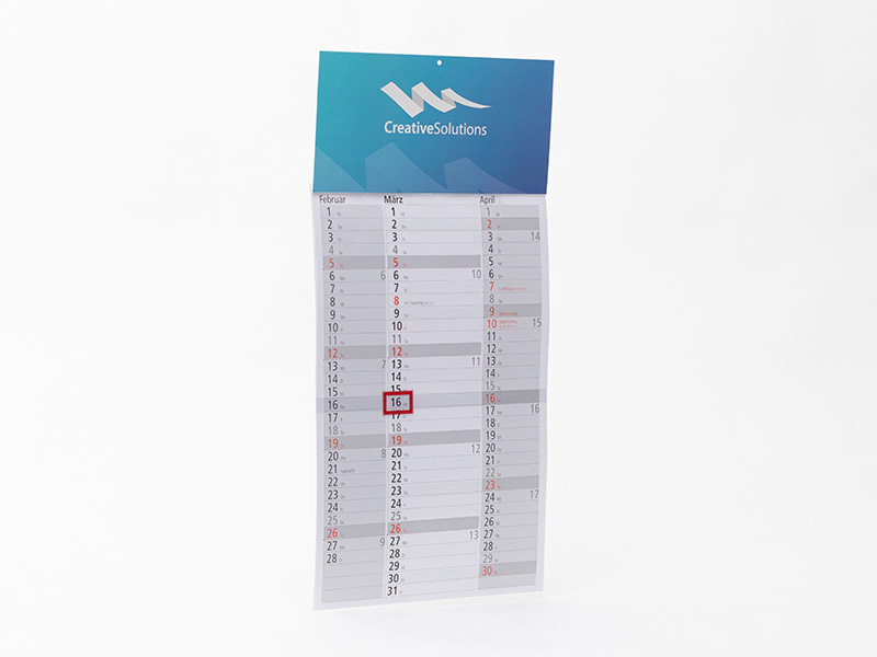 3 Monats Streifenkalender | mehr Platz für Werbung