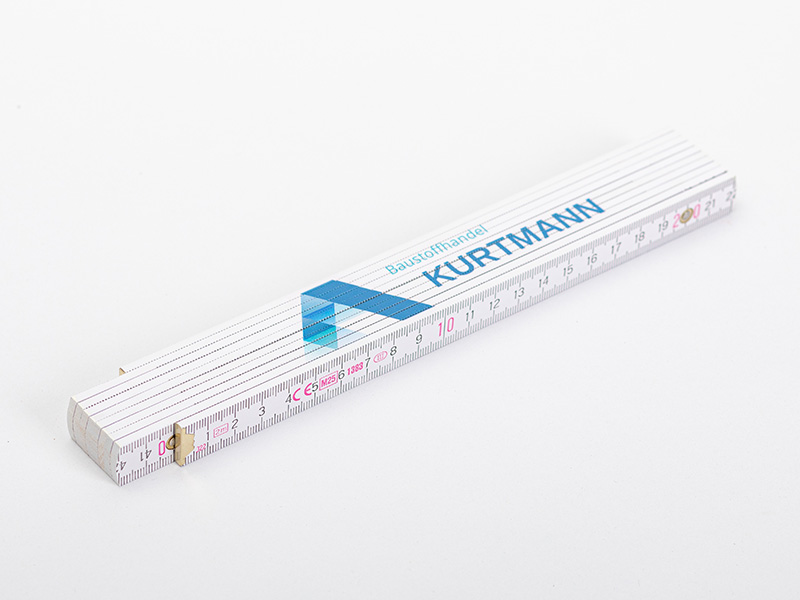 Zollstöcke in Auflage 500 | aus hochwertigem Kantholz in weiß